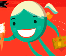 Smiling girl with ice-cream illustration