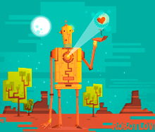 Robot with heart illustration