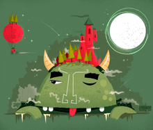 Monster with castle illustration